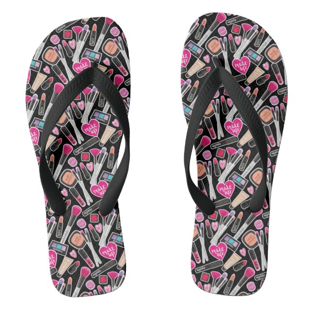 Neon Makeup Pattern Flip Flops (Footbed)