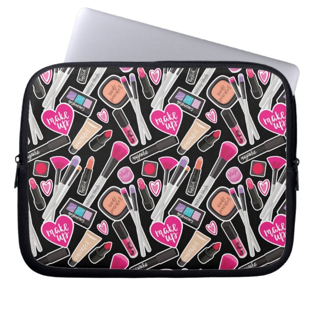 Neon Makeup Pattern Laptop Sleeve (Front)