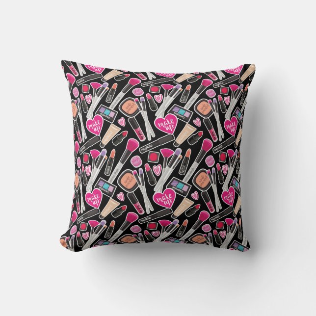 Neon Makeup Pattern Throw Pillow (Front)