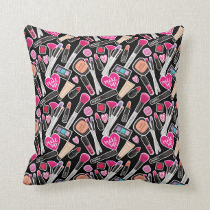 Neon Makeup Pattern Throw Pillow