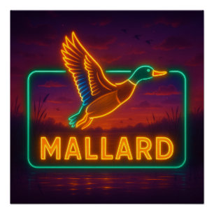 Neon Mallard Poster