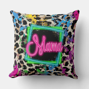 Neon mama throw pillow