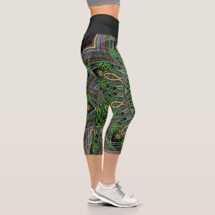 Neon Mandala Art fractal Motif Yoga Leggings