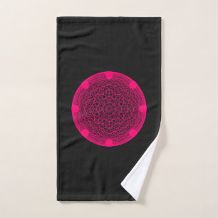 Neon Mandala Black Hand Towel – Customizable