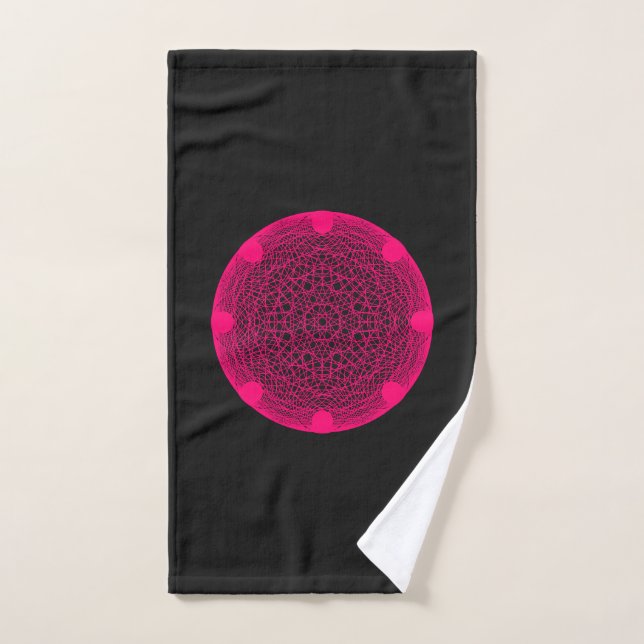 Neon Mandala Black Hand Towel – Customizable (Hand Towel)
