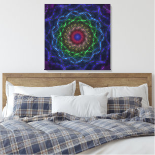 Neon Mandala Fractal Canvas Print