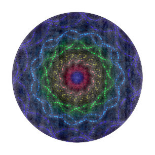 Neon Mandala Fractal Cutting Board