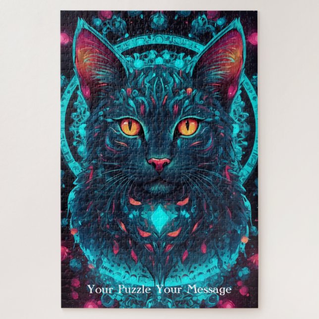 Neon Mandala Majesty Jigsaw Puzzle (Vertical)