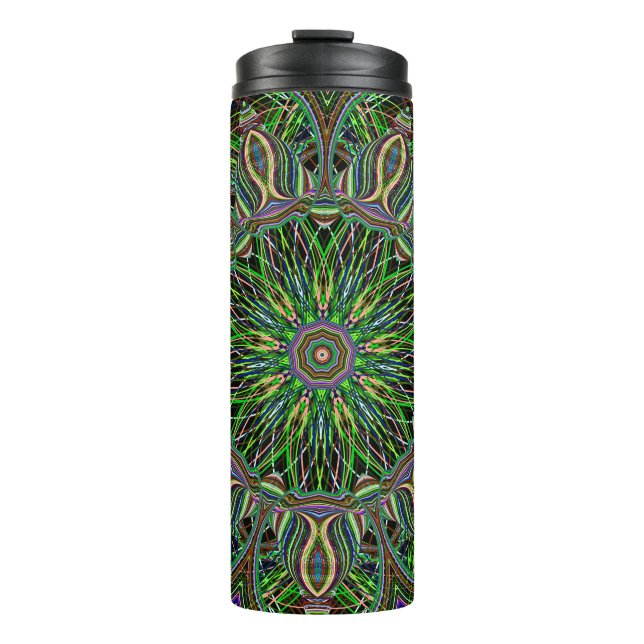 Neon Mandala Pattern Thermal Tumbler (Front)