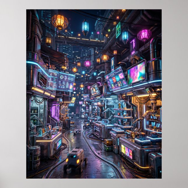 Neon Market District Poster (Front)