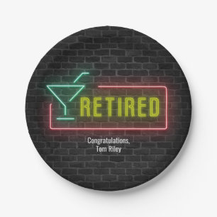 Neon marquee for Retirement Party Paper Plate