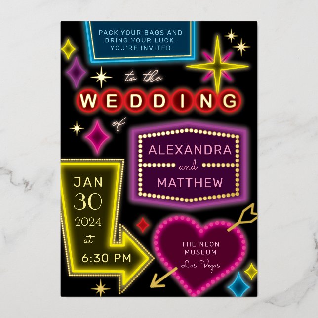 Neon Marquee Signs Las Vegas Wedding (Front)