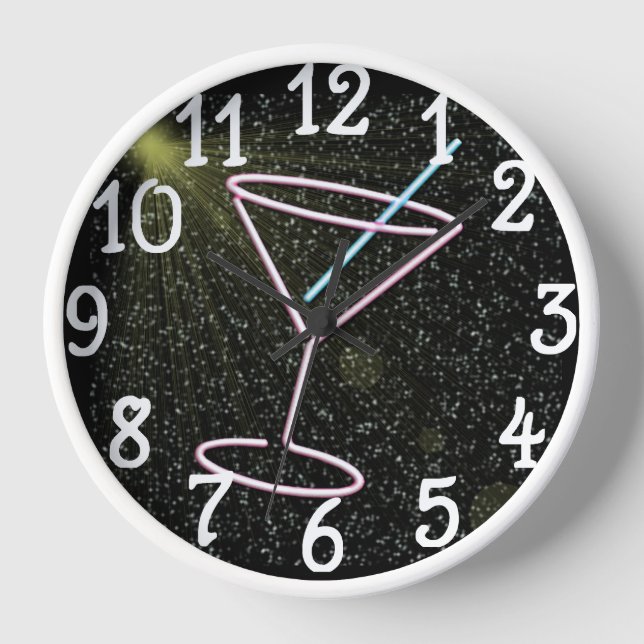 Neon Martini Drink design bar Kitchen Wall Clock (Front)