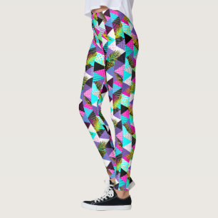Neon Memphis Style Triangles Leggings
