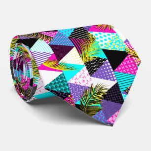 Neon Memphis Style Triangles Tie