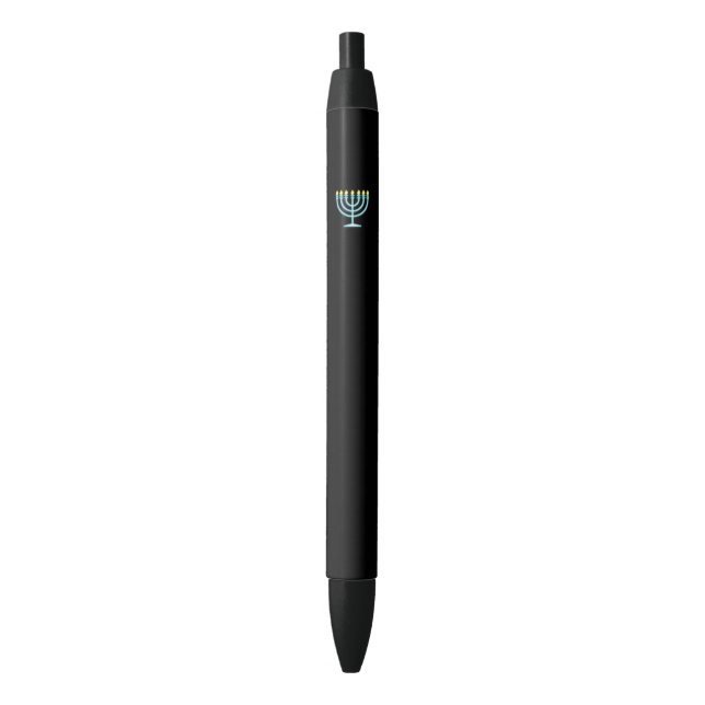 Neon Menorah Black Ink Pen (Front Vertical)