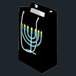 Neon Menorah Small Gift Bag<br><div class="desc">Blue menorah in neon sign style.</div>