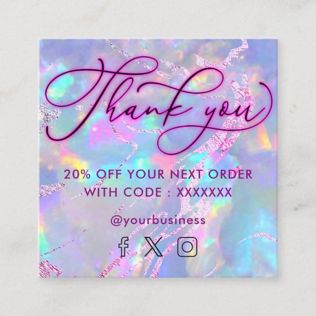 neon merci gemstone opal texture carte de réductio (Devant)