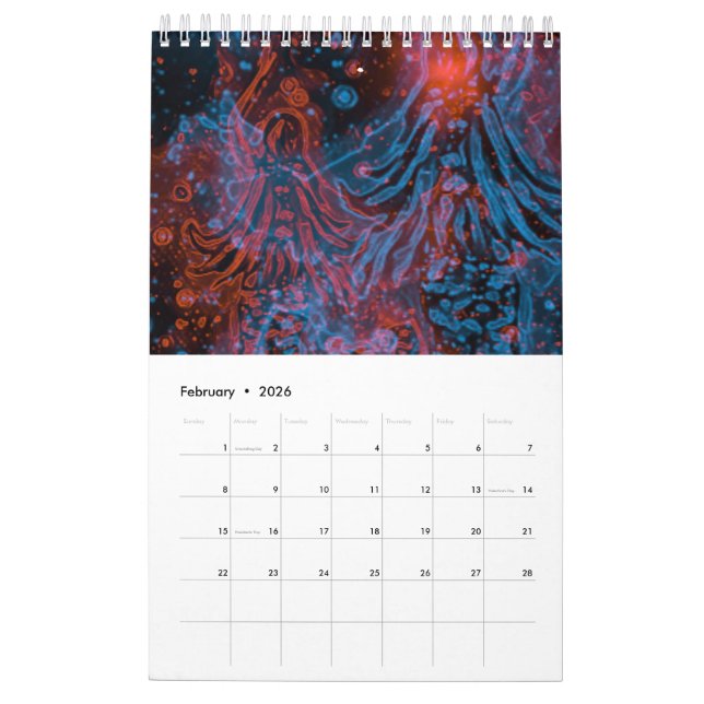 neon mermaid calander calendar (Feb 2026)