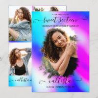 Neon Mermaid Holographic Photo Collage Sweet 16