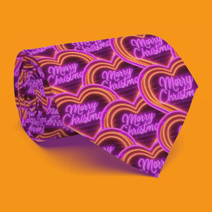 Neon Merry Christmas Love Heart Tie