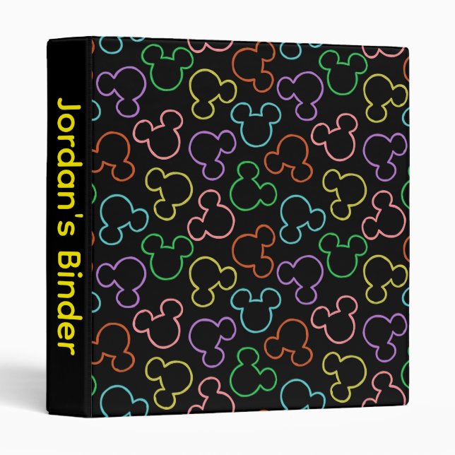Neon Mickey Mouse Icon Toss Pattern Binder (Front/Spine)