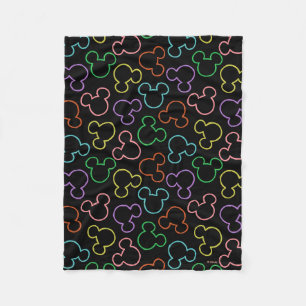 Neon Mickey Mouse Icon Toss Pattern Fleece Blanket