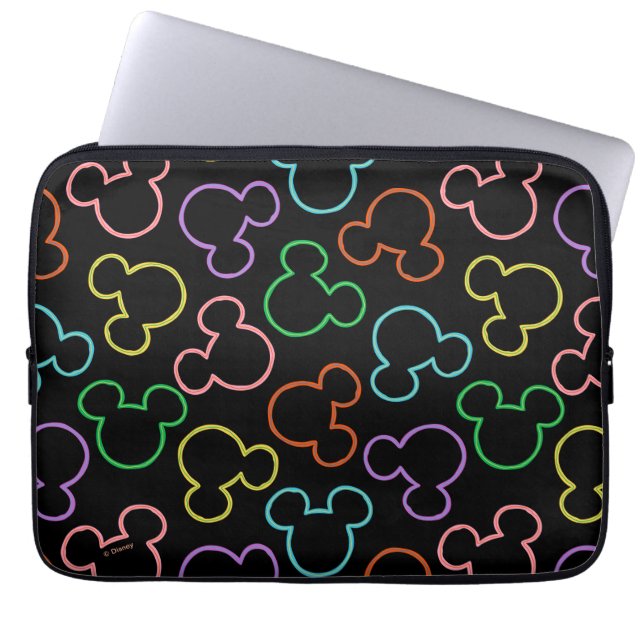 Neon Mickey Mouse Icon Toss Pattern Laptop Sleeve (Front)