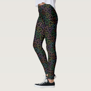 Neon Mickey Mouse Icon Toss Pattern Leggings
