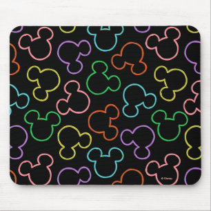 Neon Mickey Mouse Icon Toss Pattern Mouse Pad