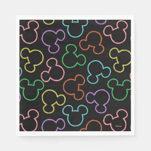 Neon Mickey Mouse Icon Toss Pattern Napkin