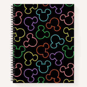 Neon Mickey Mouse Icon Toss Pattern Notebook