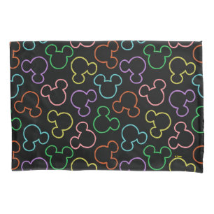 Neon Mickey Mouse Icon Toss Pattern Pillowcase