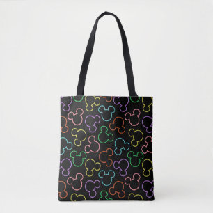 Neon Mickey Mouse Icon Toss Pattern Tote Bag