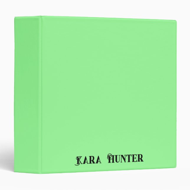 Neon Mint Colour | Modern Black Personalized Scrip Binder (Front/Spine)