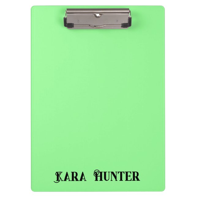 Neon Mint Colour | Modern Black Personalized Scrip Clipboard (Front)