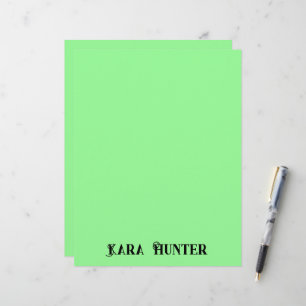 Neon Mint Colour Modern Black Personalized Scrip Letterhead