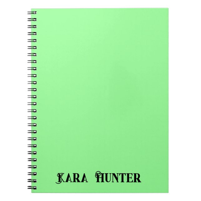 Neon Mint Colour | Modern Black Personalized Scrip Notebook (Front)