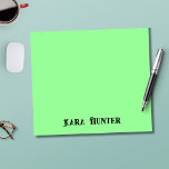 Neon Mint Colour | Modern Black Personalized Scrip Notepad<br><div class="desc">Neon Mint Colour Background and Modern Black Personalized Script, Name , Last Name Classic | Simple | Elegant | Professional | Bussines</div>