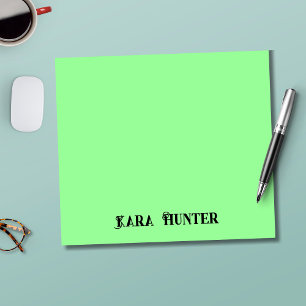 Neon Mint Colour Modern Black Personalized Scrip Notepad