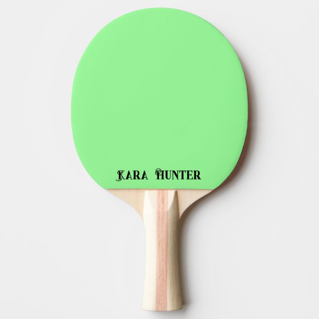 Neon Mint Colour | Modern Black Personalized Scrip Ping Pong Paddle (Front)
