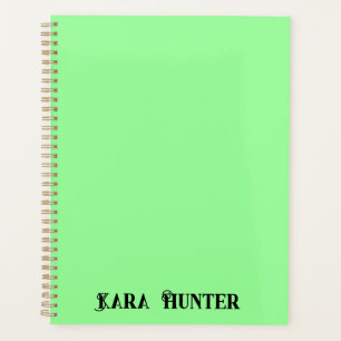 Neon Mint Colour Modern Black Personalized Scrip Planner