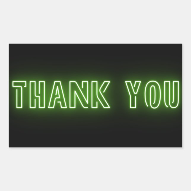 Neon Mint Green Sign Trendy Thank You Sticker (Front)