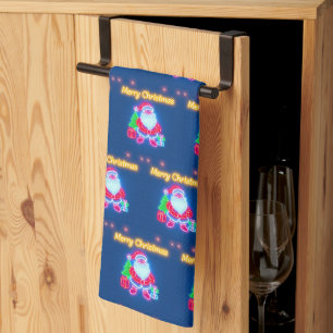 Neon Modern Christmas Holiday Collection Kitchen Towel
