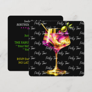 Neon Modern Party Time Personalized Invitation