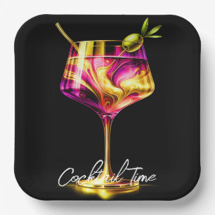 Neon Modern Party Time Personalized Paper Plate