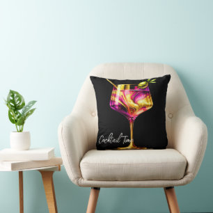 Neon Modern Party Time Personalized Professional Throw Pillow