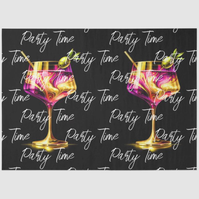 Neon Modern Party Time Personalized Tissue Paper (Front)