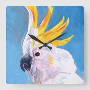 Neon Mohawk - Cockatoo Square Wall Clock