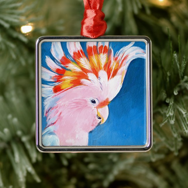 Neon Mohawk - Pink Cockatoo Metal Ornament (Tree)